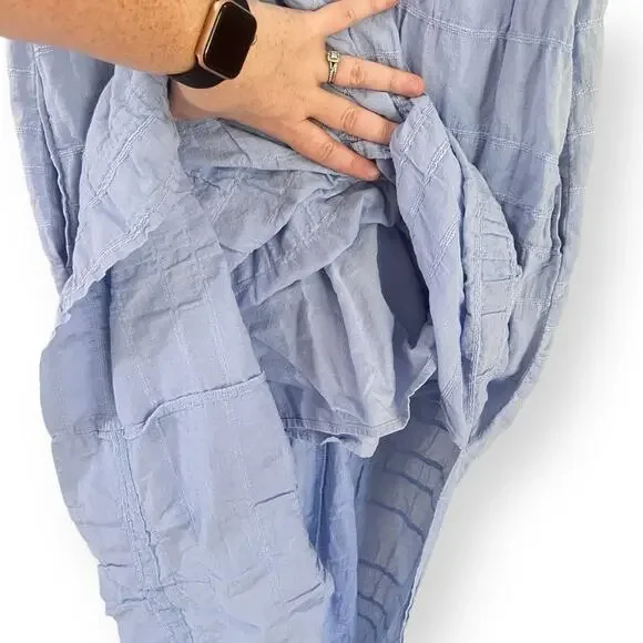 Free People Dress Agatha Midi Blue Long Oversize Boho Textured Lagenlook Medium - Picture 7 of 11